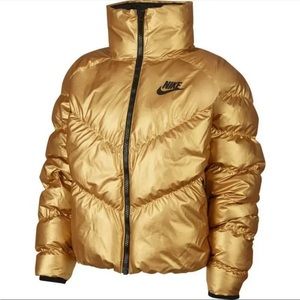 NIKE Metallic Gold Puffer Jacket